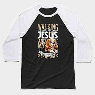 Jesus and dog - English Cocker Spaniel Baseball T-Shirt